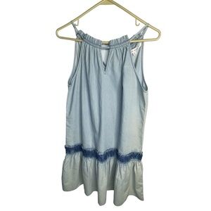 After market medium wash denim Mini Dress Size Ruffles Boho Acid Wash Small